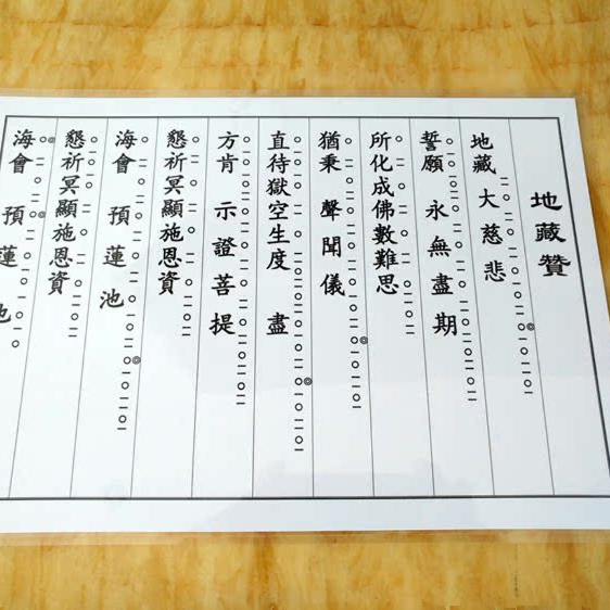 A4打印塑封大地藏菩萨赞佛卡