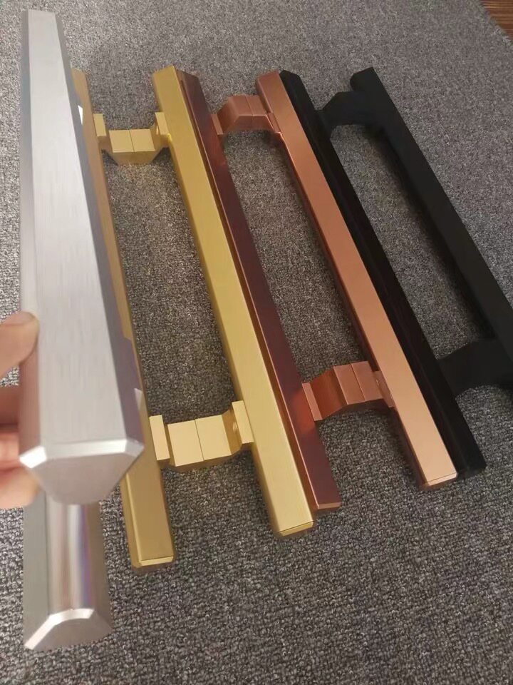 加厚铝合金色门拉手500玫孔距黑瑰金色双开门玻璃门把手肯德基门