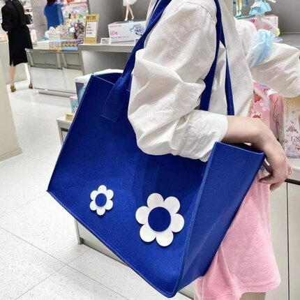 定制logo新款毛毡手提包克莱因蓝托特包简约时尚单肩包大容量包包