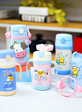 膳魔师巧虎儿童吸管保温杯316L不锈钢水杯宝宝幼儿学饮杯防漏TCKC