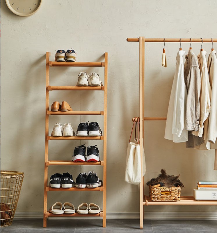 靠墙小型鞋架测试推荐榉木北欧