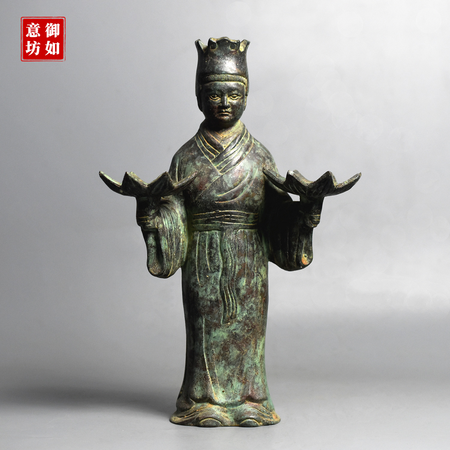 御如意仿古青铜器摆件汉代人型灯摆件酒店客房古典灯具海外艺术品