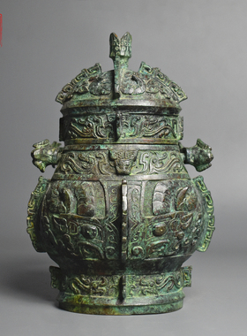 青铜器兽面饕餮提梁卣摆件酒樽