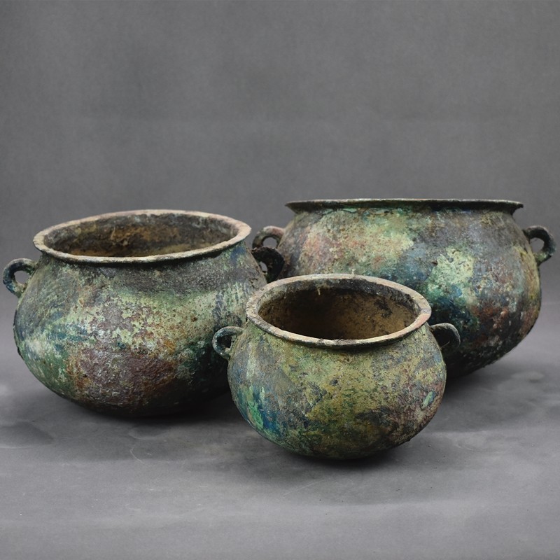 中国青铜器仿古汉美锈行军锅青铜盆古玩铜器收藏博物馆展览艺术品
