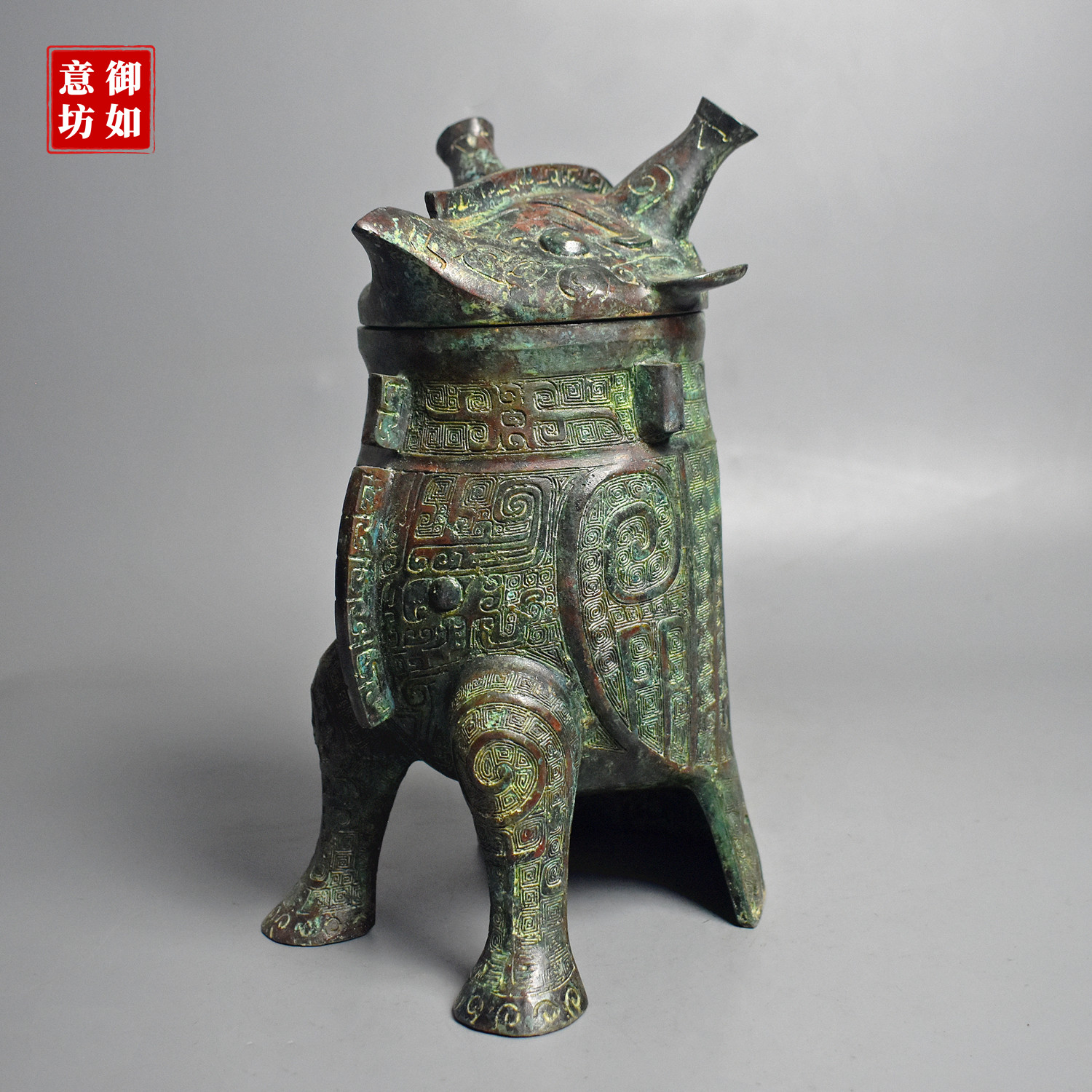 青铜器 仿古鸮尊酒器 酒樽 纯铜摆件 家居玄关装饰工艺收藏品礼品