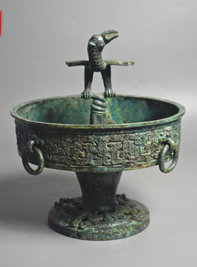 青铜器仿古神鸟灯盏朱雀烛台