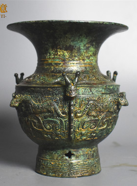 仿古青铜龙虎纹铜尊礼器摆件