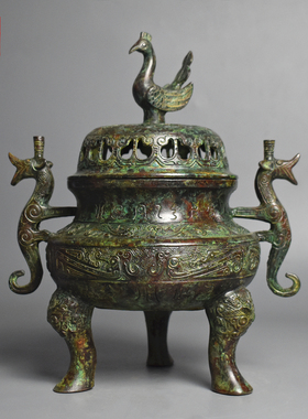仿古青铜器立鸟熏炉凤鸟香炉鼎