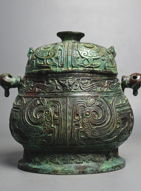 青铜器双凤纹提梁卣摆件纯铜酒柜