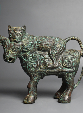 仿古青铜器牛背虎生肖摆件礼品
