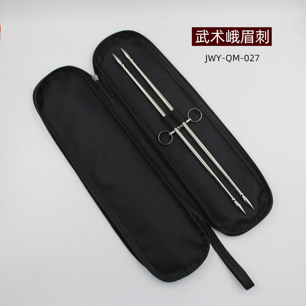 峨眉刺不锈钢传统武术对刺双锋挝全长38厘米无尖未开刃送包