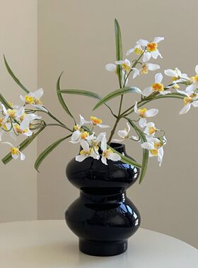 高档小翠兰仿真花摆设客厅装饰花束道具小众桌面假花家居拍照插花