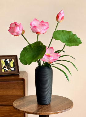 新中式仿真荷花莲花花束客厅桌面摆件假花组合装仿真花高颜花艺
