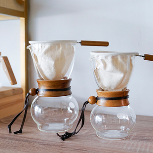 HARIO日本法兰绒咖啡滤布 器具 咖啡冲泡壶套装 手柄带过滤袋滴漏式