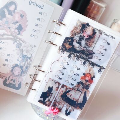 原创复古风可爱女孩A6趣味小额涂色存钱袋存单袋活页记账本