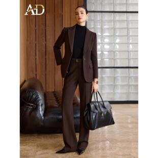 AD韩版气质西装套装女2025新款高智感毛呢阔腿裤两件套羊毛正装冬