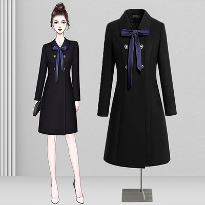 高级感毛呢大衣女冬小个子加厚保暖修身气质职业装呢子外套中长款