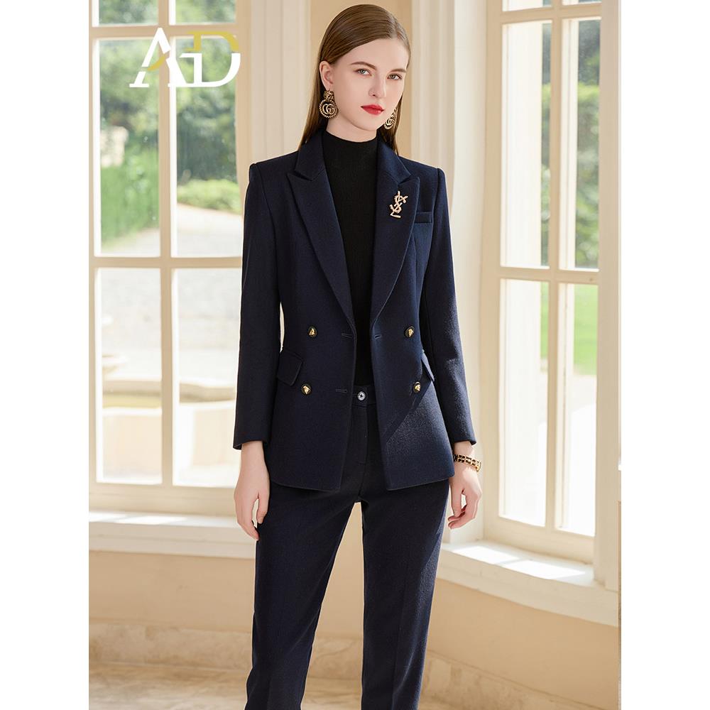 AD高端羊毛西装外套女2023新款秋冬工作服女职业气质套装商务正装