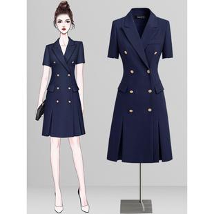 西装 时尚 连衣裙女夏季 修身 干练气质ol通勤面试职业工作服 新款 短袖