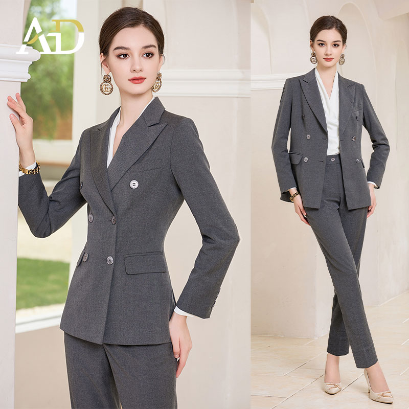 AD职业顾问工作服秋季2023新款女装套装双排扣商务律师职业装正装
