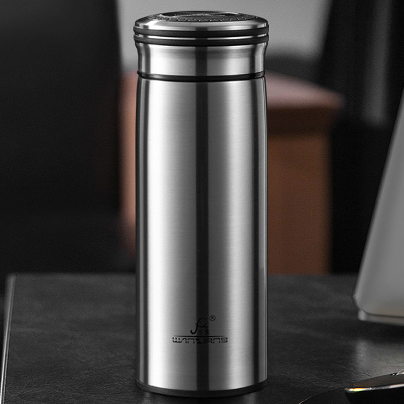 万象保温杯男士高档商务时尚水杯大容量不锈钢真空办公直身喝杯子