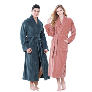 加长加厚全棉浴袍纯棉割绒毛巾料男女浴衣情侣五星级酒店秋冬浴巾