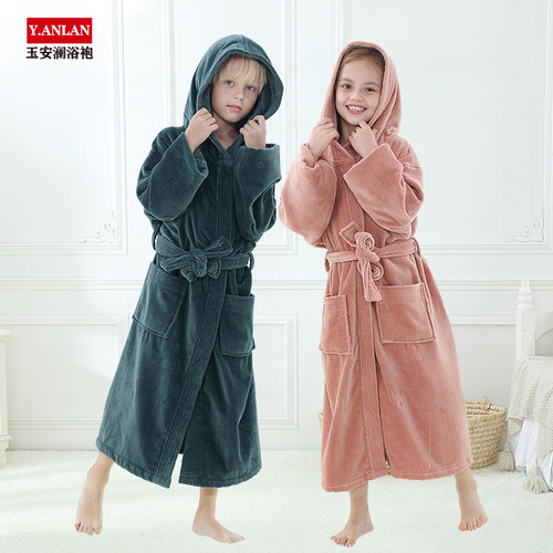 A类儿童浴袍纯棉毛巾料吸水强