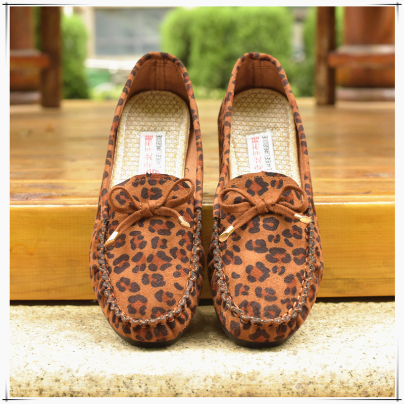 老北京布鞋女鞋流行豹纹豆豆鞋