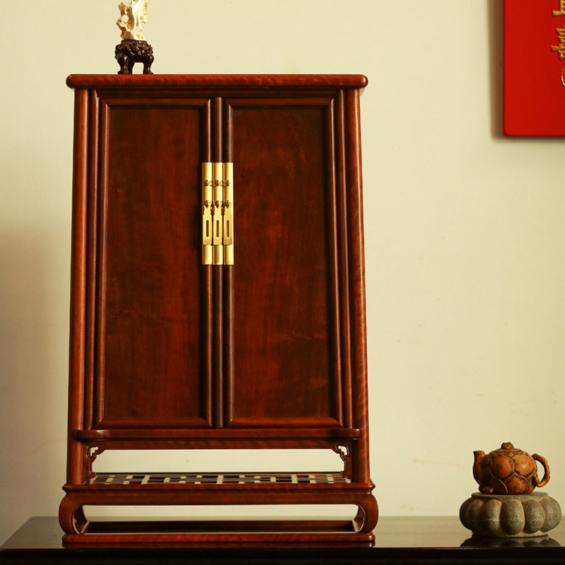 红木圆角柜龙眼木明式面条柜中式储物柜万历柜实木桌面玄关收纳柜