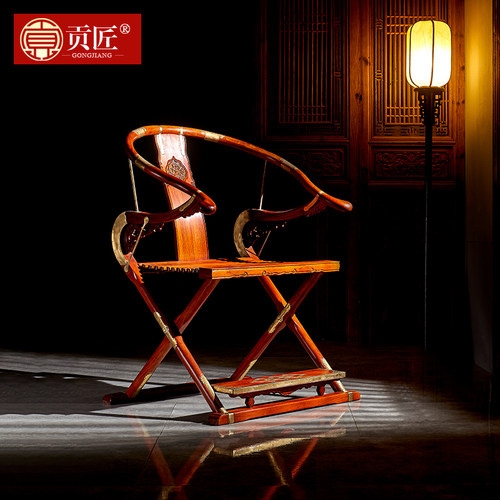 红木家具缅甸花梨木休闲椅靠背椅