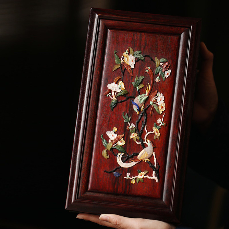 印度小叶紫檀百宝镶嵌太平吉祥机关首饰盒高端红木饰品盒结婚礼物