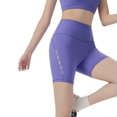 女后腰口袋 抗菌裆健身裤 高腰瑜伽短裤 镂空分割透气运动紧身四分裤