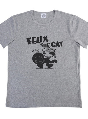 C.D.P. 全棉复古圆领印花T恤  菲力猫 印第安头像 40支双纱