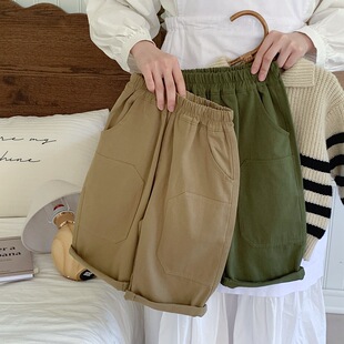 儿童裤子男孩女宝宝潮童长裤男童春秋季日系宽松休闲大口袋工装裤