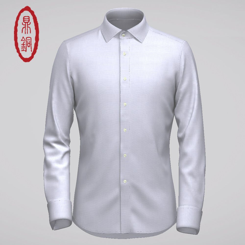 Dingtong private custom shirt high-end Cotton Long Sleeve Shirt Custom solid color business casual slim fit mens clothes