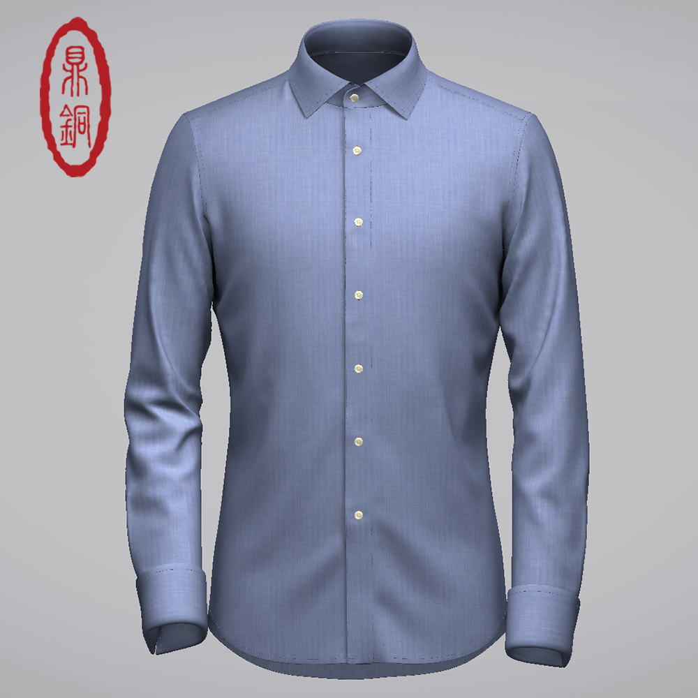 Dingtong spring and autumn high-end cotton shirt mens elegant solid color business shirt long sleeves can be customized