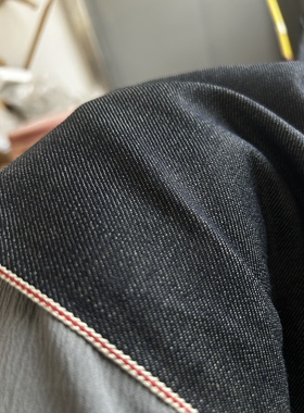 12oz日本进口冈山赤耳原浆飒爽干净的红边原浆牛仔布料面料无弹软