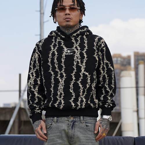 TGFCLUB满印连帽套头卫衣