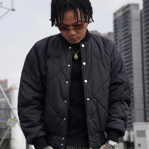 TGFCLUB刺绣秋冬菱形格棉服