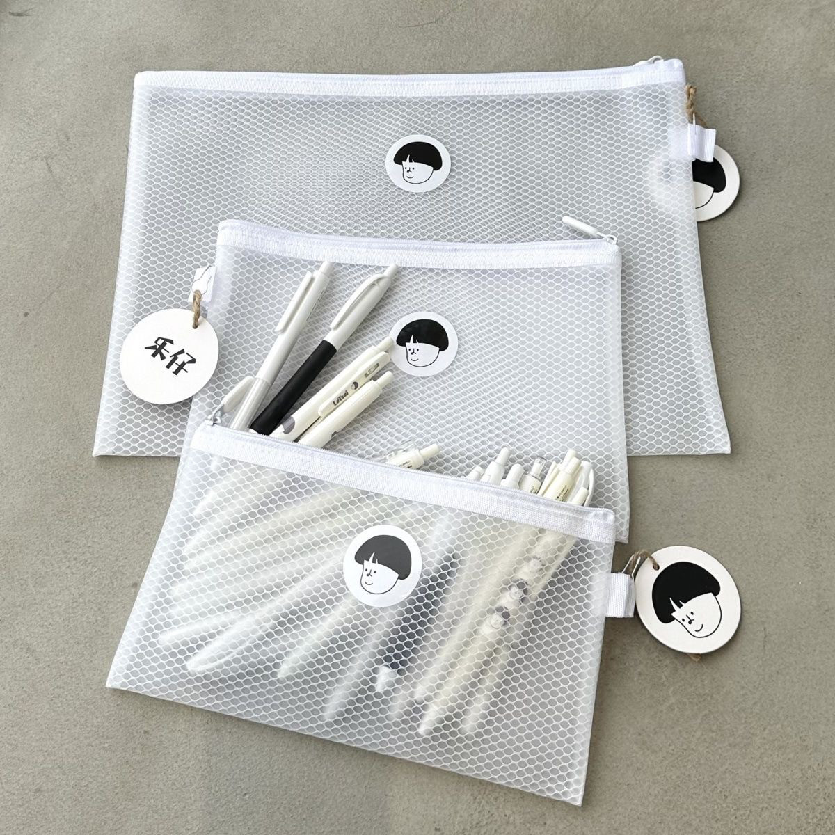 乐仔文创 防水收纳组合套装3个装笔袋文件袋试卷收纳袋准考证文具