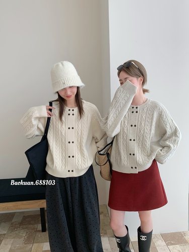 2025秋冬新款韩版宽松显瘦圆领麻花针织开衫女百搭毛衣外套上衣潮