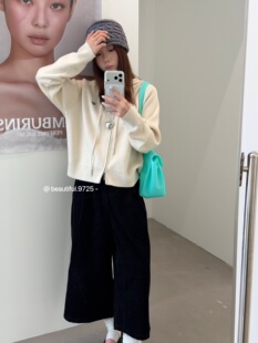 秋冬新款双拉链连帽毛衣针织开衫女短款时尚外套宽松百搭休闲上衣