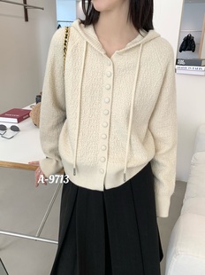 连帽毛衣针织衫外套外搭开衫女秋冬季2026新款慵懒风短款内搭上衣