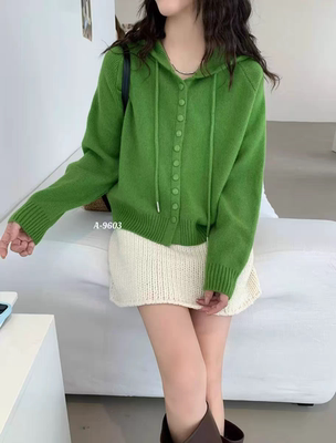2025秋冬新款韩版时尚连帽单排扣长袖小个子针织开衫女宽松百搭潮