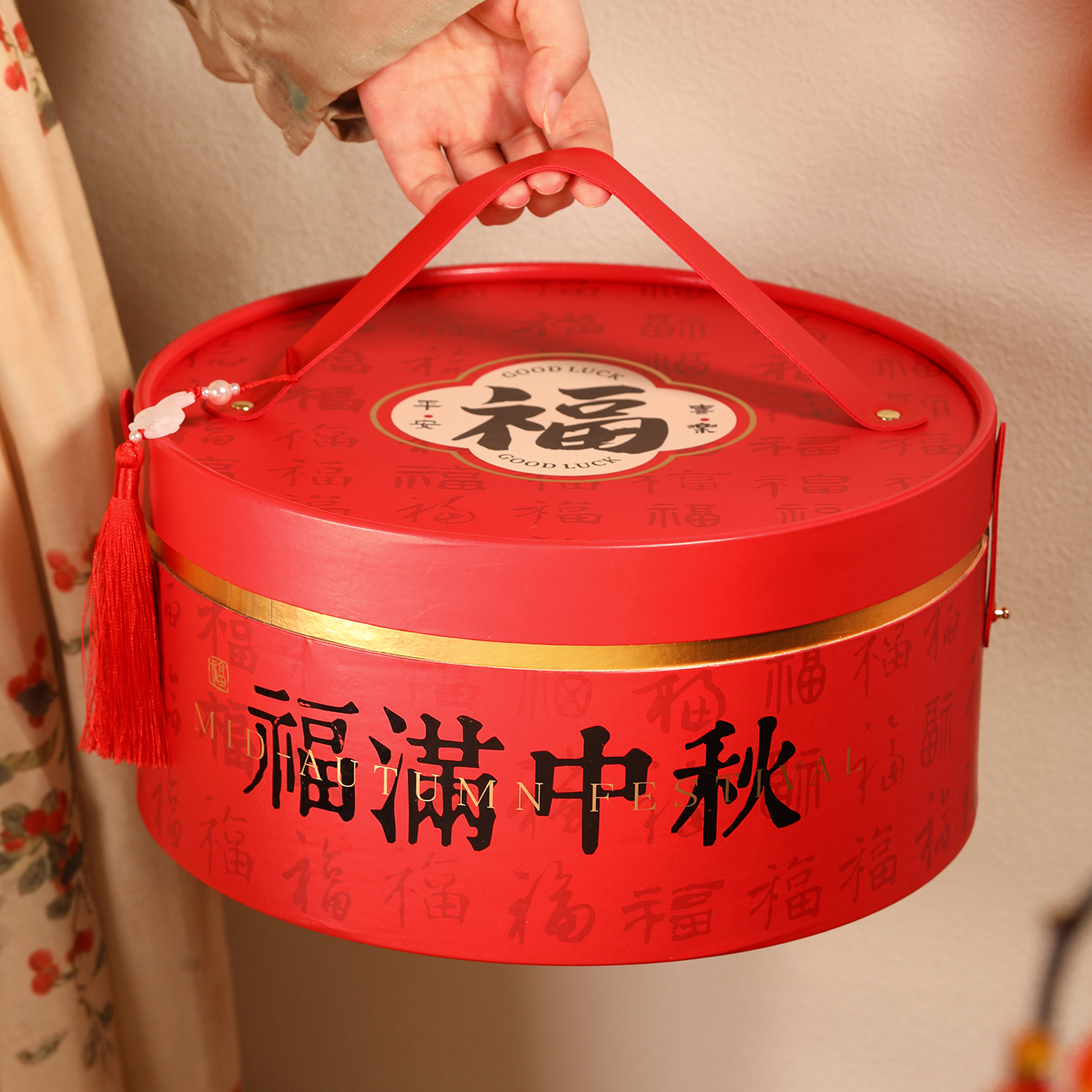 2025福满中秋礼盒空盒月饼包装盒高档抱抱桶8粒80g礼品盒定制盒子