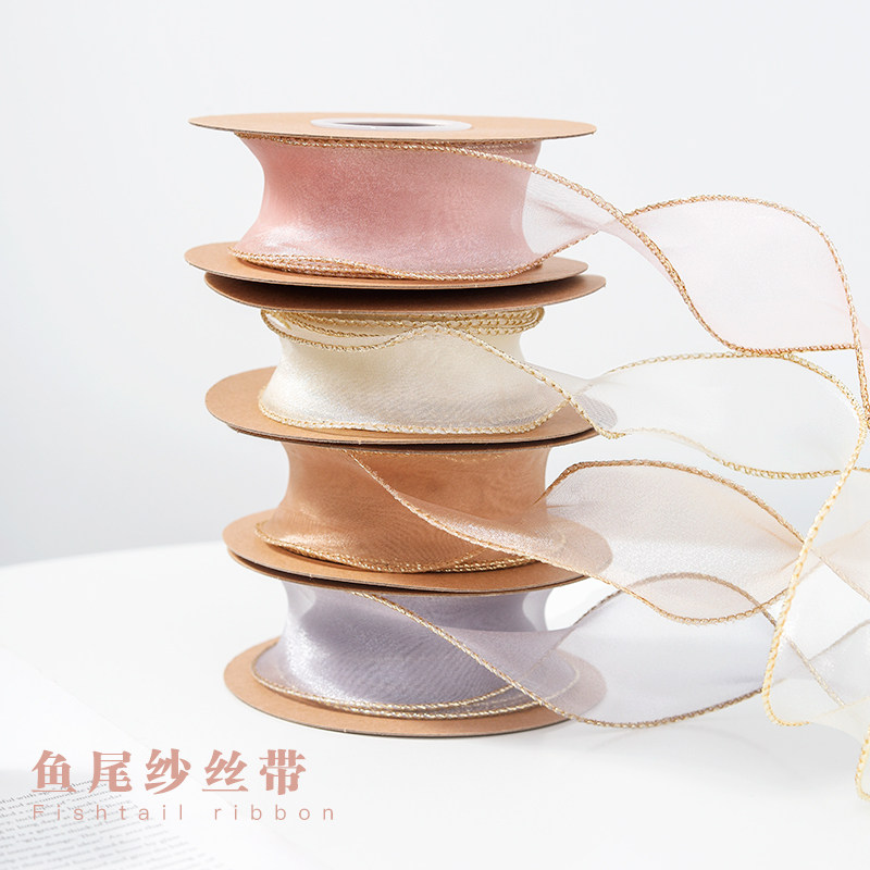 圣诞节礼盒花束包装纱带绑带彩带雪纱曲奇饼干包装盒礼盒丝带扎带