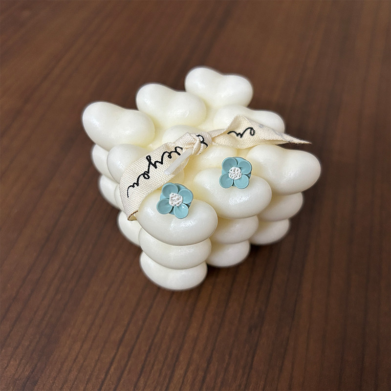 FEN手工软陶蓝色花蕊耳钉