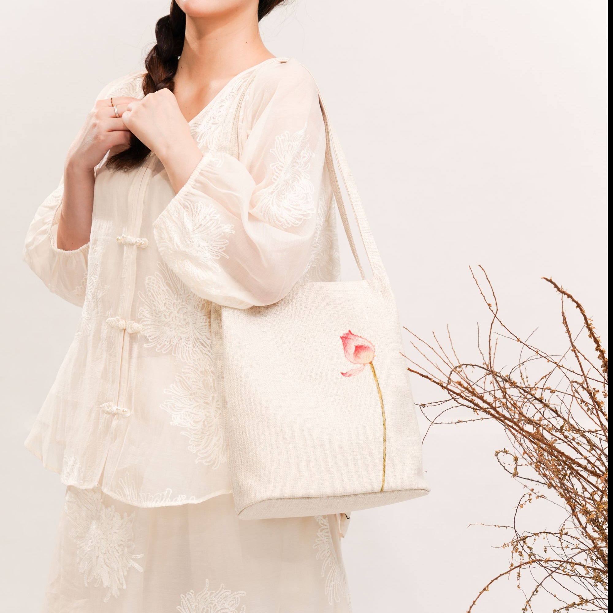 无则艺【亚麻水桶】菡萏布包很艺术I小众百搭百搭休闲文艺水桶包,箱包皮具/热销女包/男包,单肩包,淘宝优惠券,粉丝福利购,淘宝优惠卷