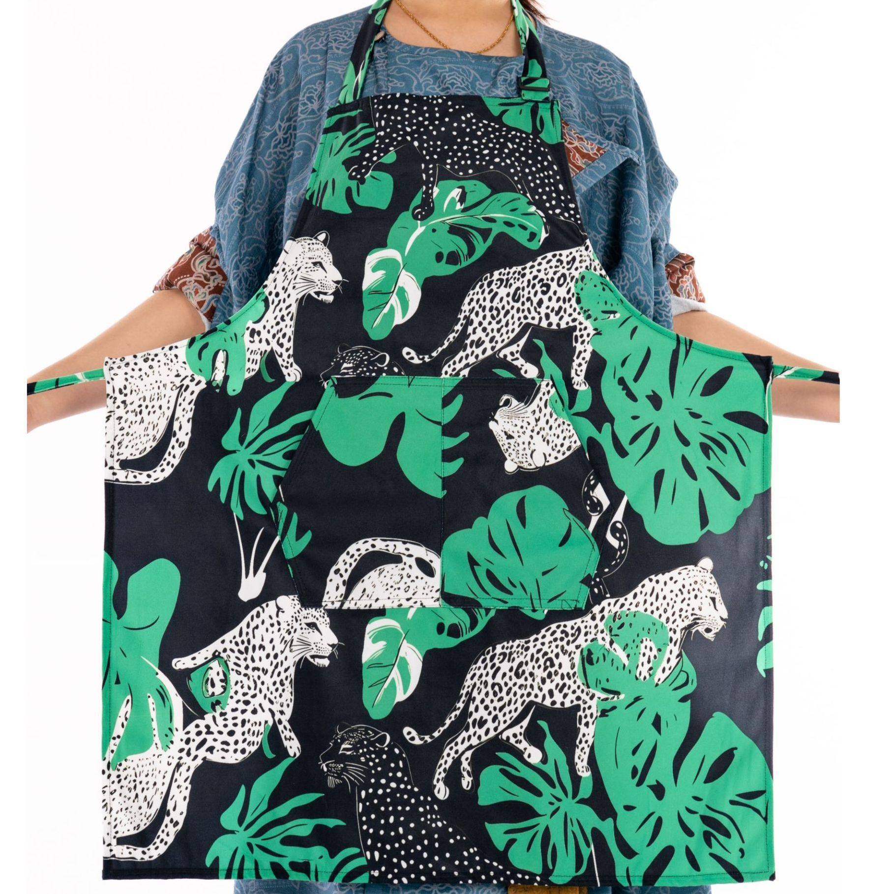 无则艺【围裙】原创小众简约印花时尚家用插画无袖围裙豹子与树叶,箱包皮具/热销女包/男包,单肩包,淘宝优惠券,粉丝福利购,淘宝优惠卷