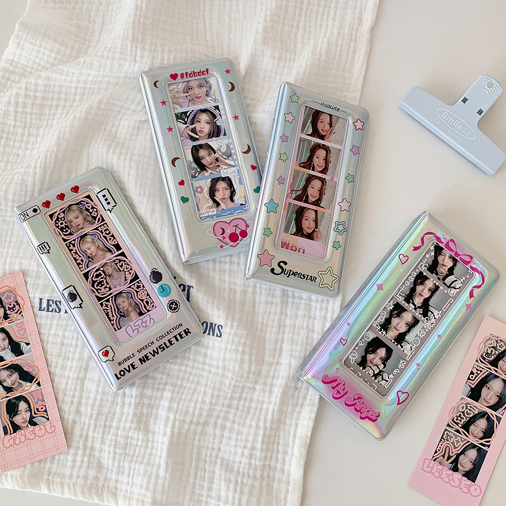 韩版镭射亮闪闪人生四格卡册学生四联大头贴收纳册长条追星相册女